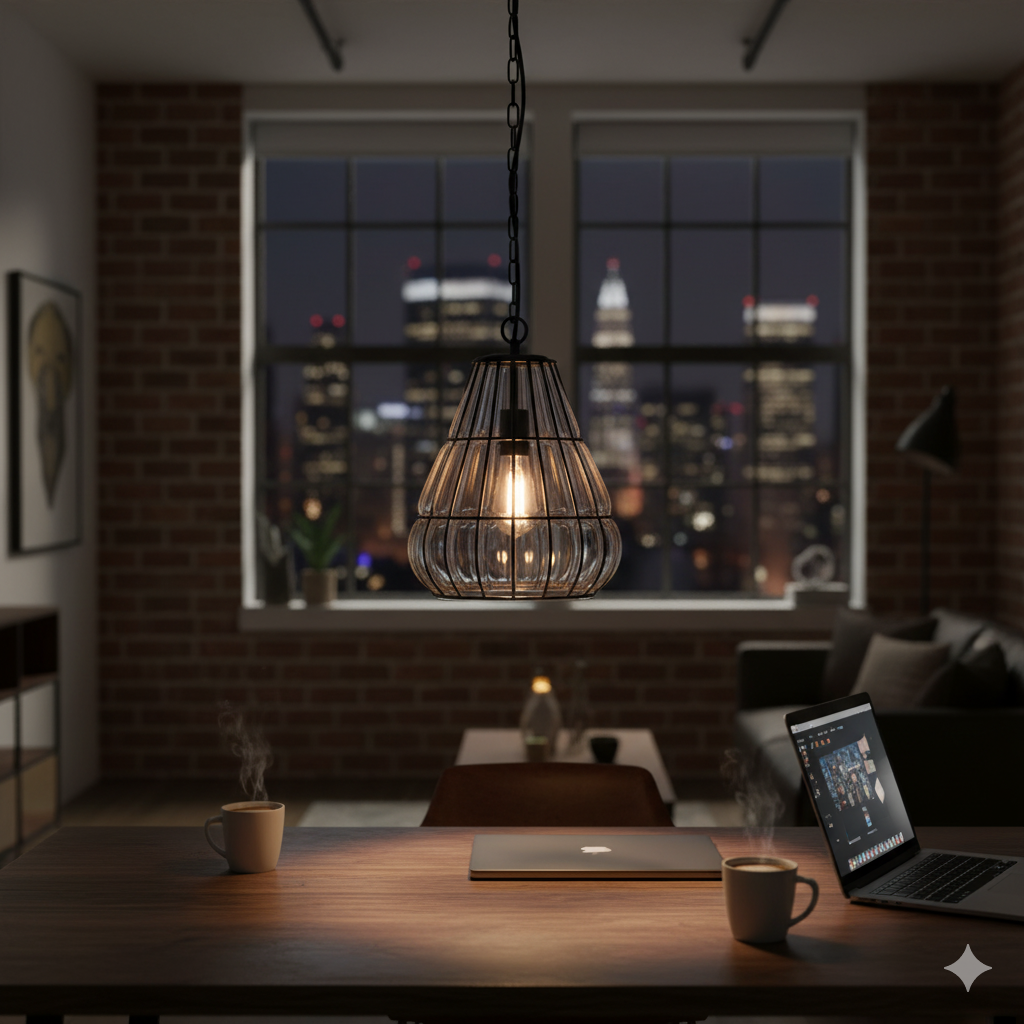 Chericoni Venezia Uno hanglamp - 30 cm - 1 lichts - Zwart metaal – Glas