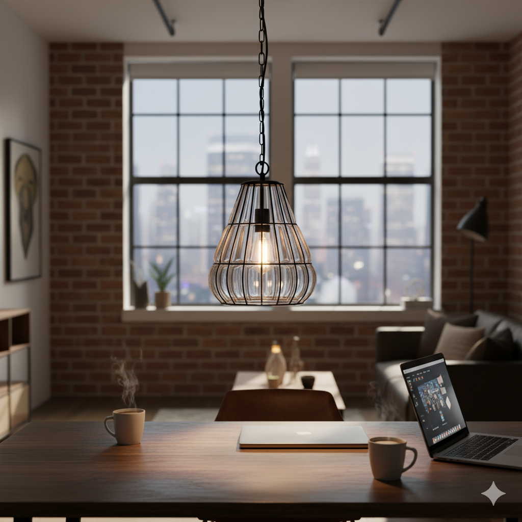 Chericoni Venezia Uno hanglamp - 30 cm - 1 lichts - Zwart metaal – Glas