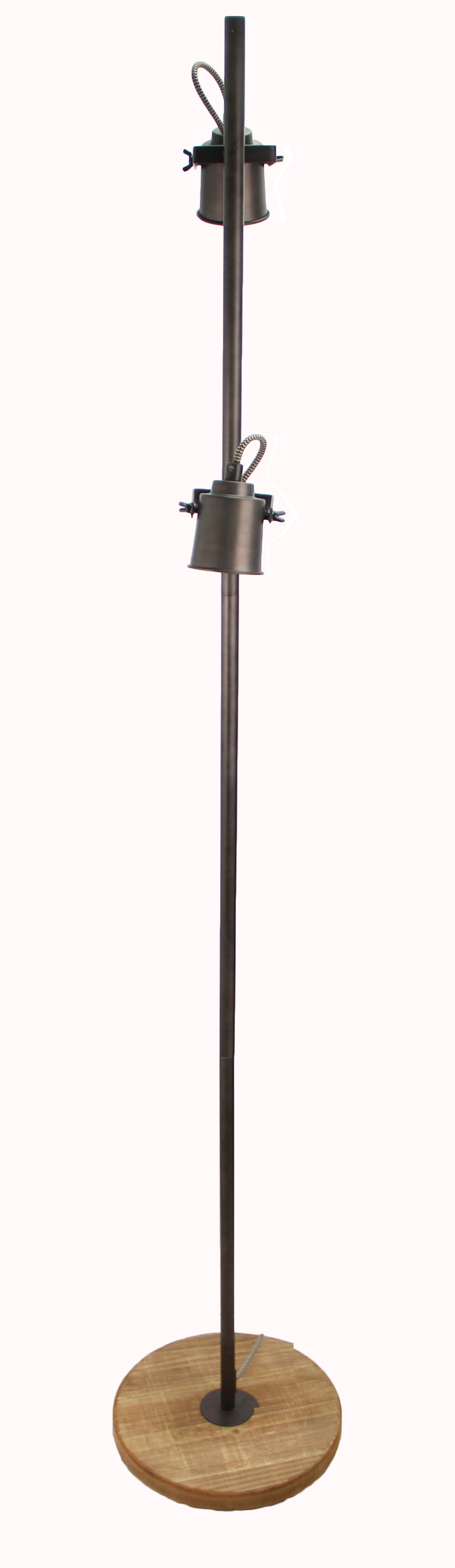 Chericoni Tazza Vloerlamp - 2 Lampen - Zwart Black Steel met Vintage Hout