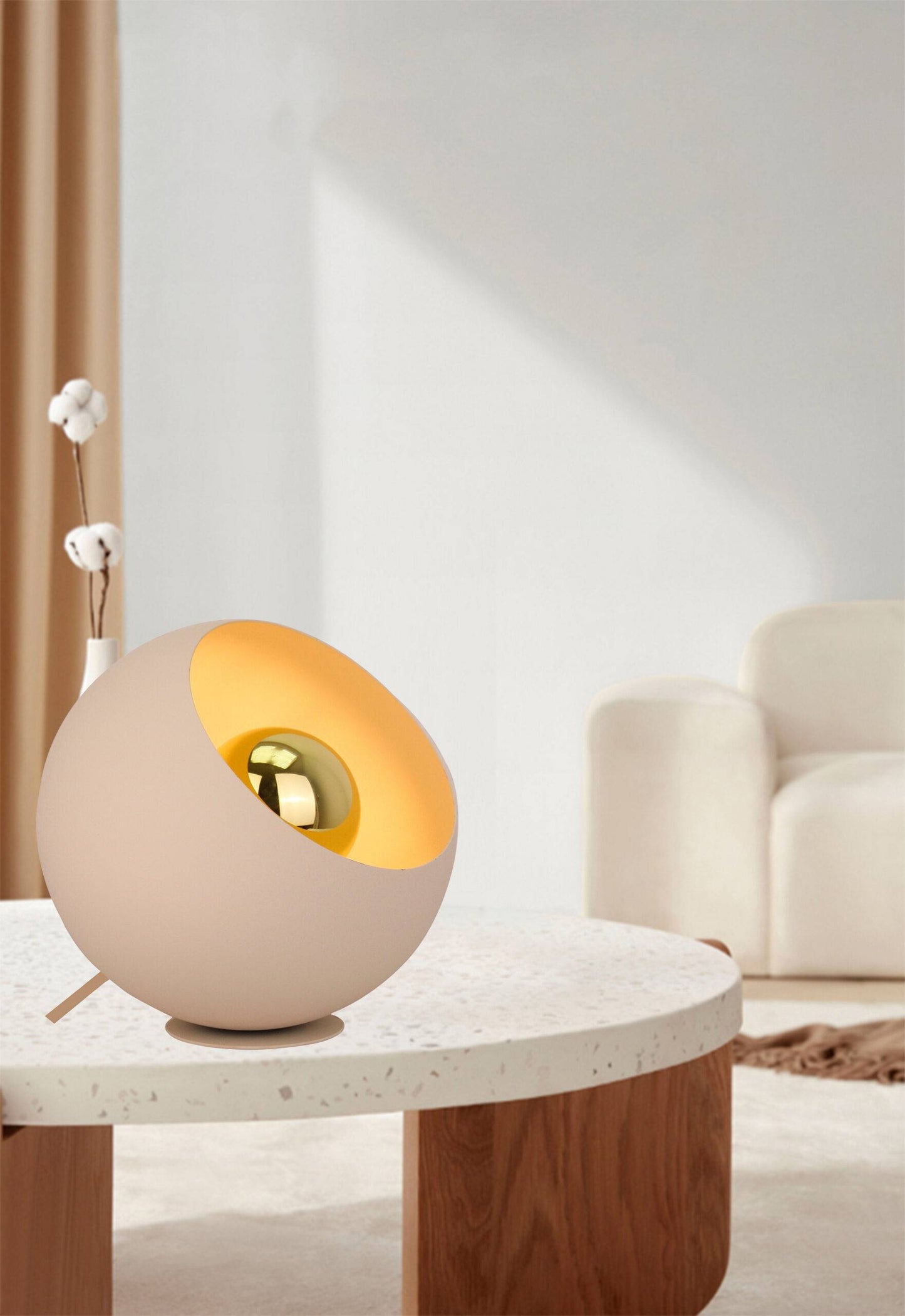 Occhio tafellamp van Chericoni, crème kap, Ø 20 cm, metaal en ijzer, stijlvolle verlichting voor elke ruimte.