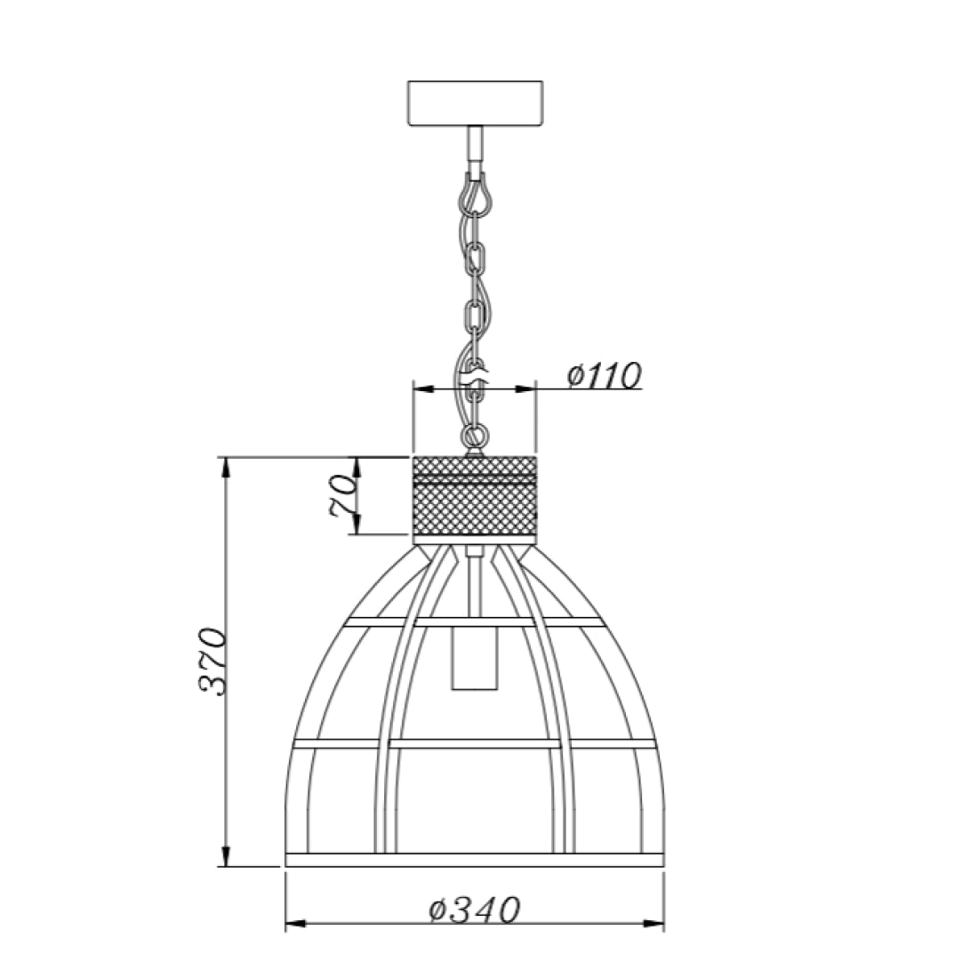 Design hanglamp Ø34 cm – Chericoni Aperto – 1-lichts – zwart – industrieel
