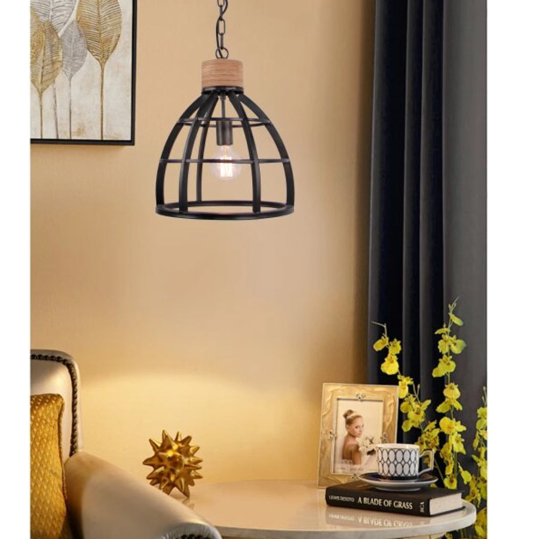 Moderne 1-lichts hanglamp Chericoni Aperto – Ø34 cm – zwart – E27