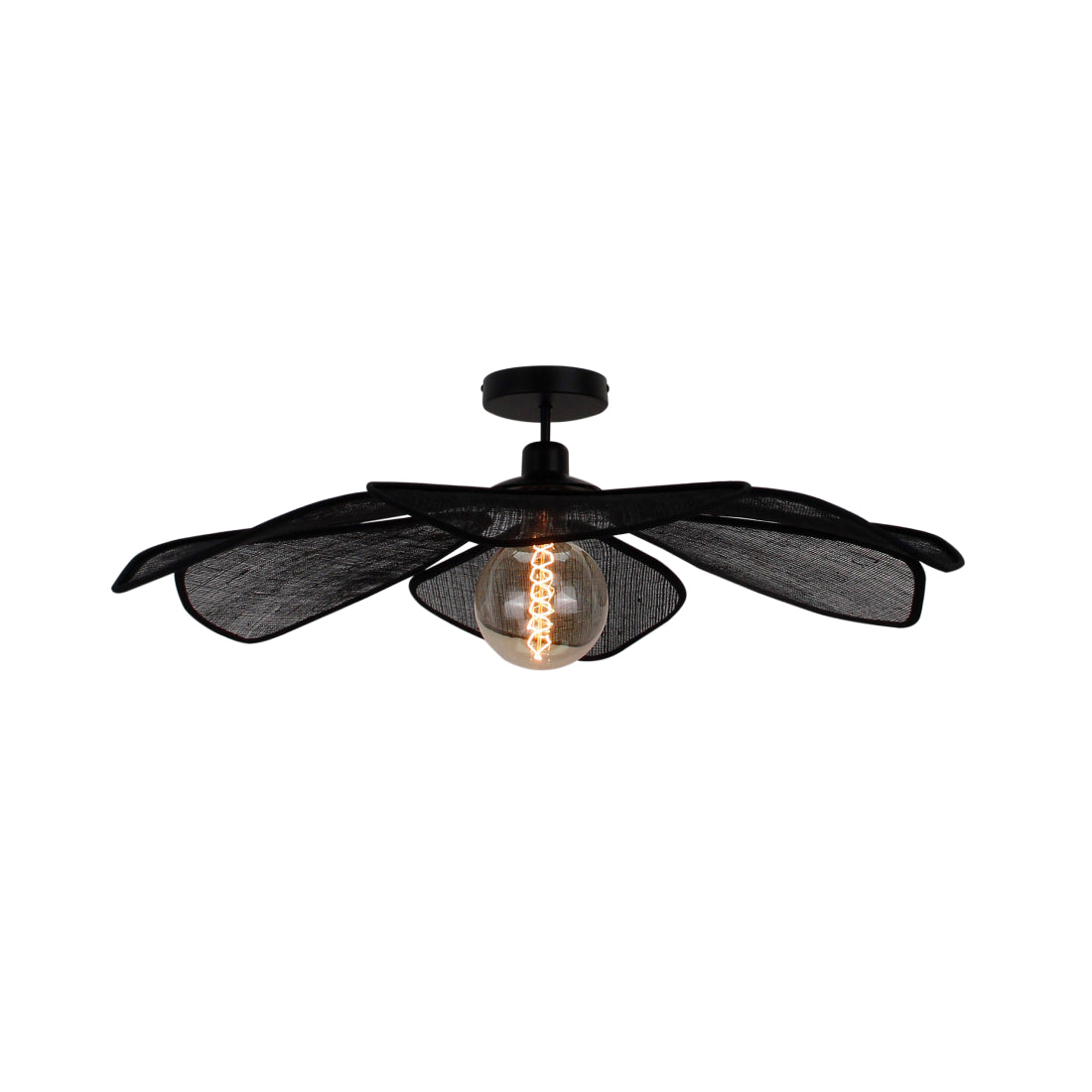Chericoni Corvo plafondlamp – 80 cm – bladvormig design – zwart – 1 lichts – E27