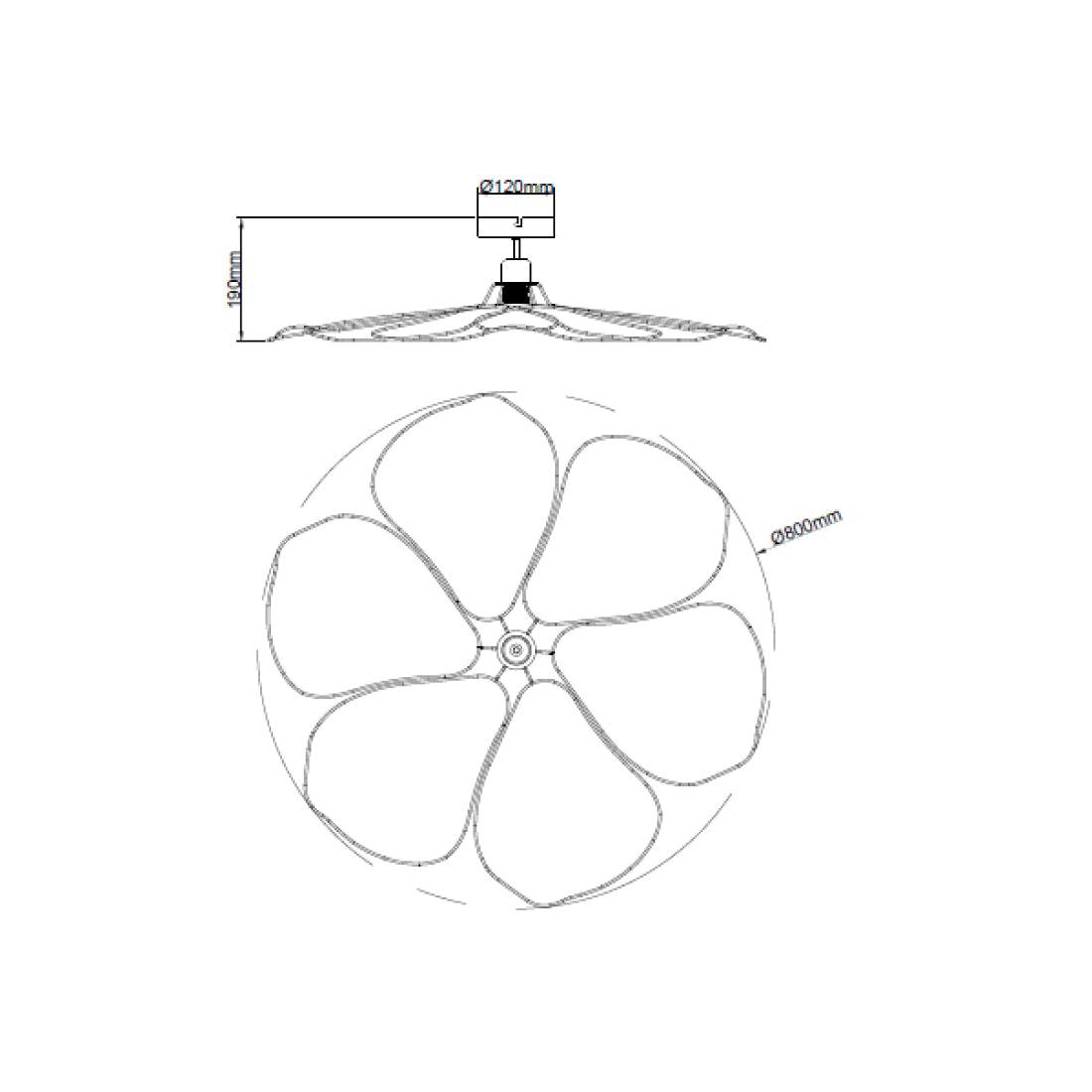 Chericoni Corvo – elegante bladvormige plafondlamp – zwart – 1 lichts – E27