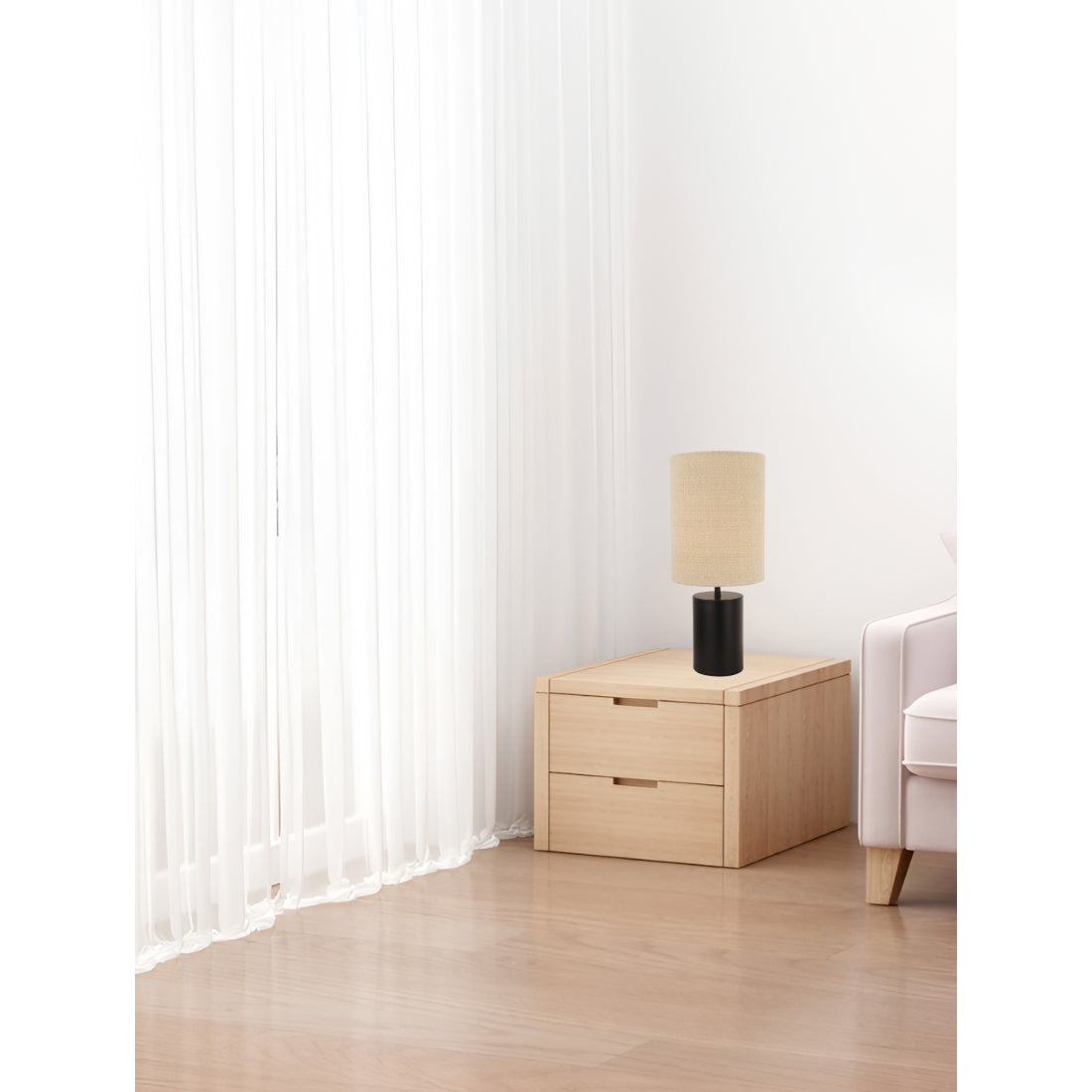 Chericoni Lagos tafellamp – Ø18 cm – zwart en khaki – 1 lichts – Japandi stijl