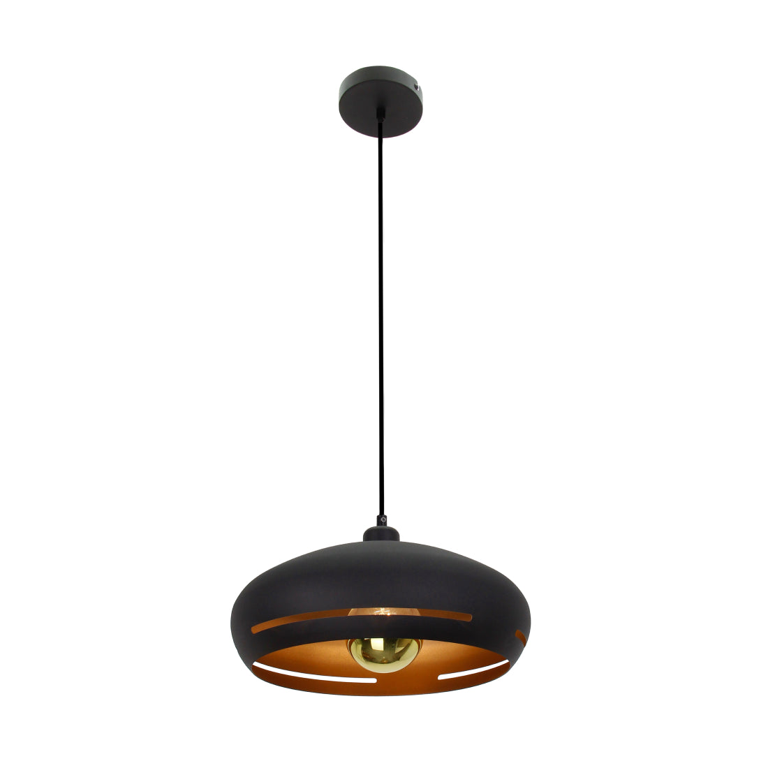 Moderne hanglamp Chericoni Striscia – zwart en goud – Ø35 cm – E27 fitting