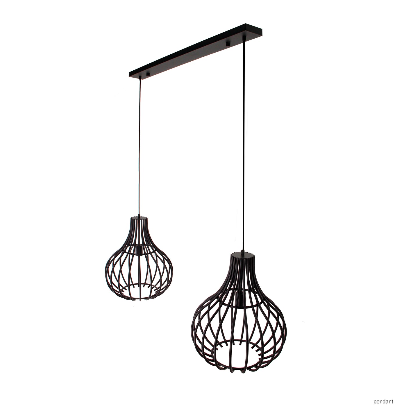 Chericoni Goccia hanglamp 2 lichts Ø40 cm, zwart metaal, robuust en stoer ontwerp, ideale sfeerverlichting voor elke ruimte.