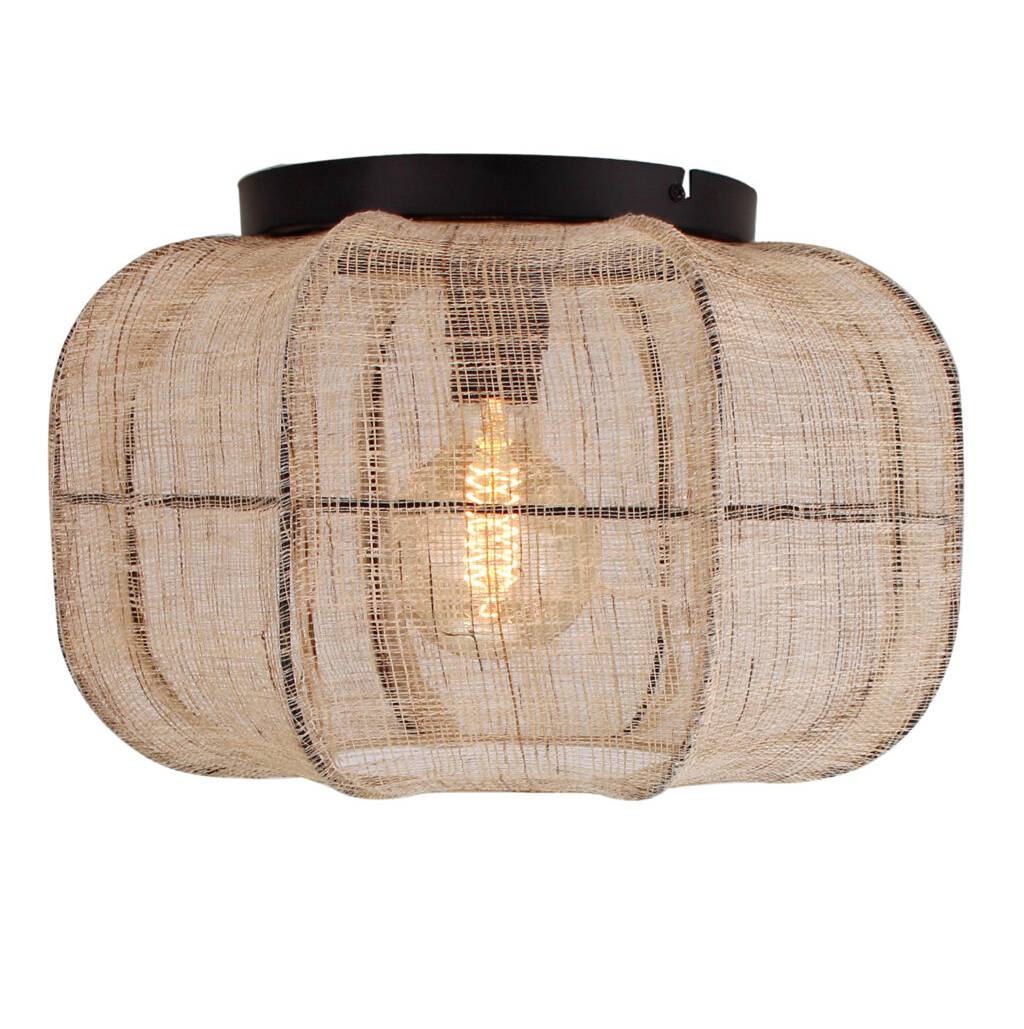 Plafondlamp Chericoni, jute, Ø40 cm, 1 lichtpunt. Natuurlijke uitstraling voor sfeervolle verlichting in elk interieur.