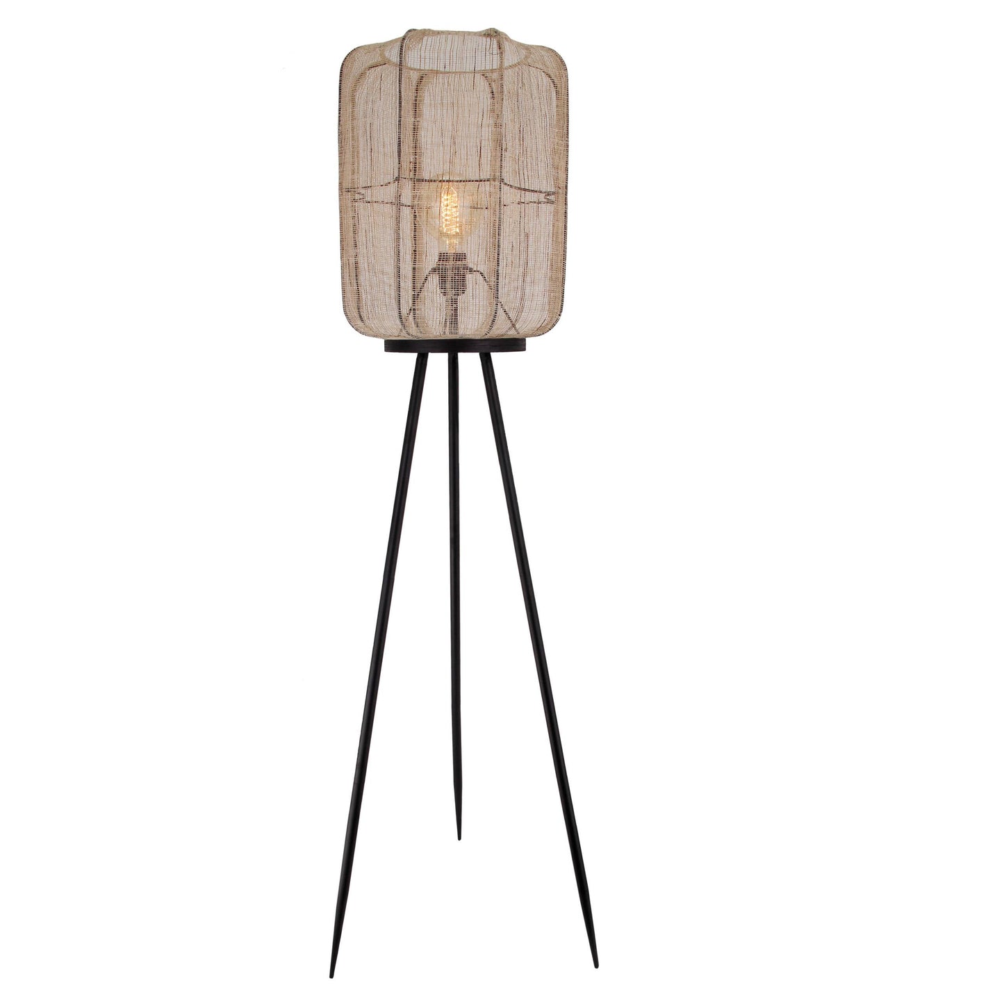 Vloerlamp Chericoni, jute, Ø32 cm, 1 lichtpunt. Natuurlijke uitstraling voor sfeervolle verlichting in elk interieur.