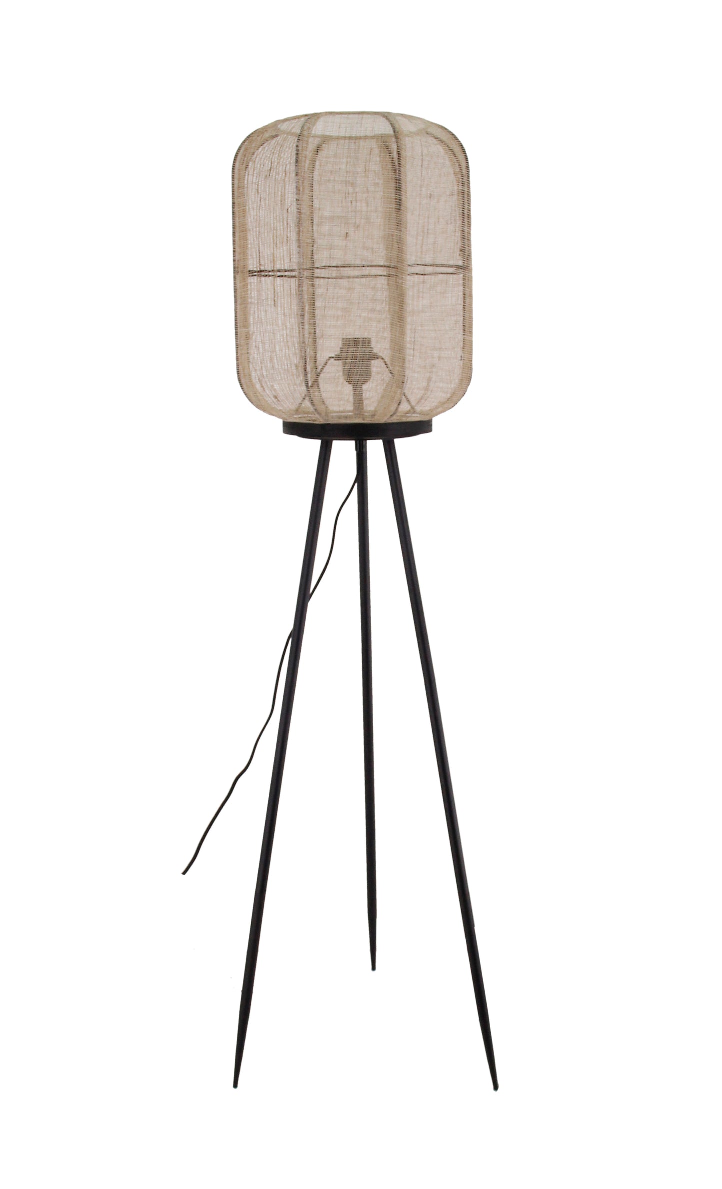 Vloerlamp Chericoni zonder lichtbron, jute, Ø32 cm, 1 lichtpunt. Natuurlijke uitstraling voor sfeervolle verlichting in elk interieur.
