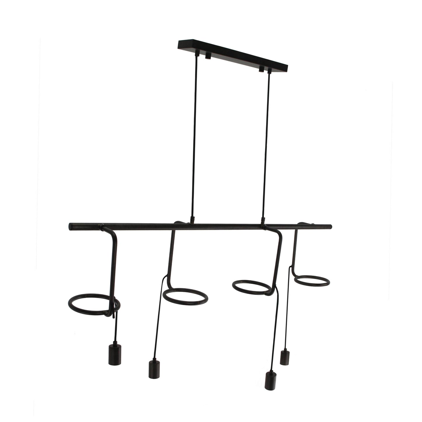 Chericoni Anello hanglamp, 4 lichts, E27 fitting, zwart design, stijlvol en modern voor diverse interieurstijlen.