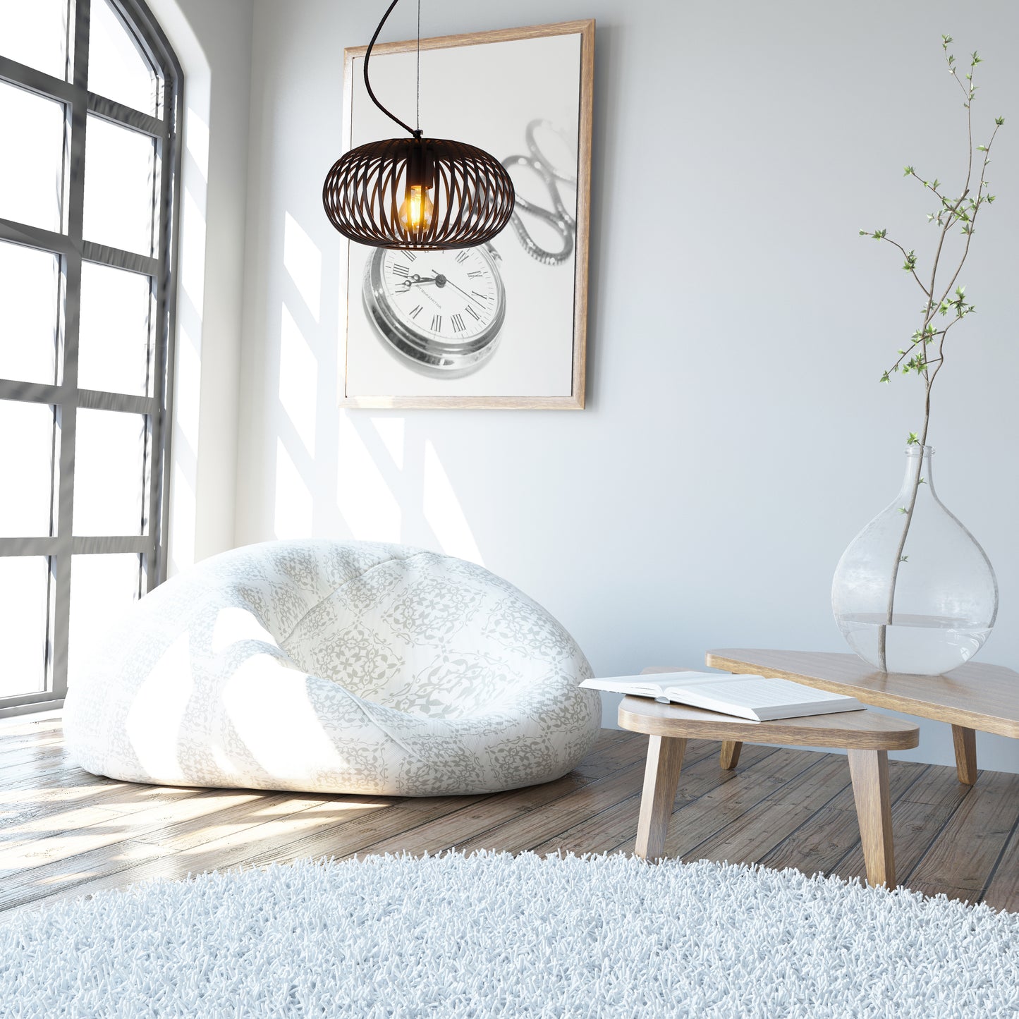 Hanglamp Chericoni Curvato, zwart, Ø 30 cm, 1 lichtpunt, E27 fitting. Modern design voor sfeervolle interieurverlichting.