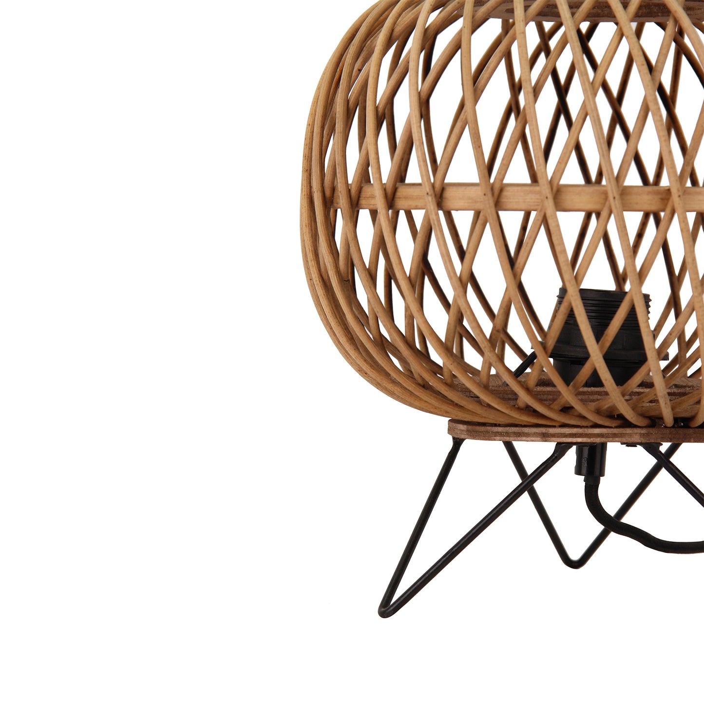 Tafellamp Chericoni Nature Diagonaal, Ø25 cm, bamboe hout, 1 lichtpunt, E27 fitting. Natuurlijk design voor sfeervol licht.