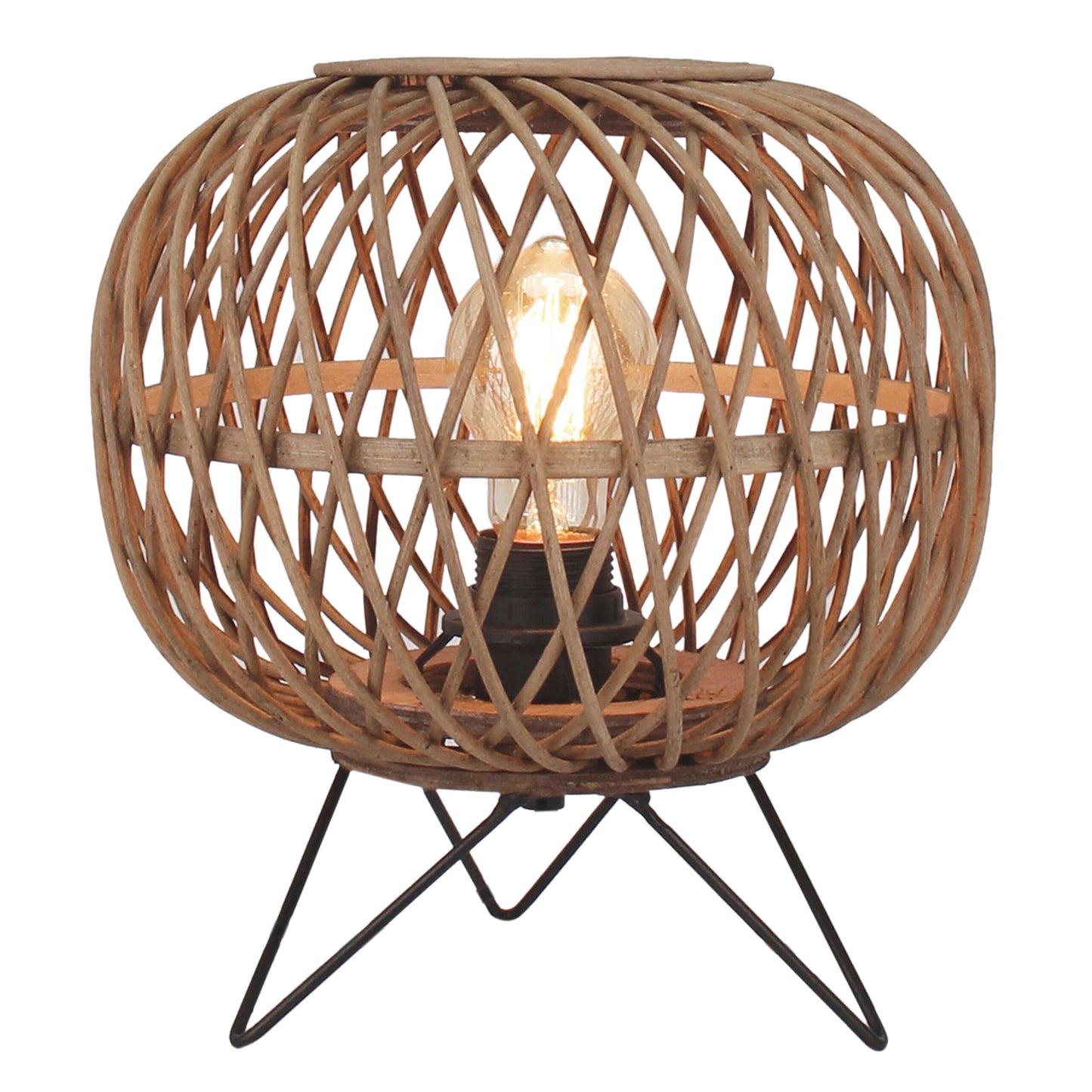 Tafellamp Chericoni Nature Diagonaal, Ø25 cm, bamboe hout, 1 lichtpunt, E27 fitting. Natuurlijk design voor sfeervol licht.