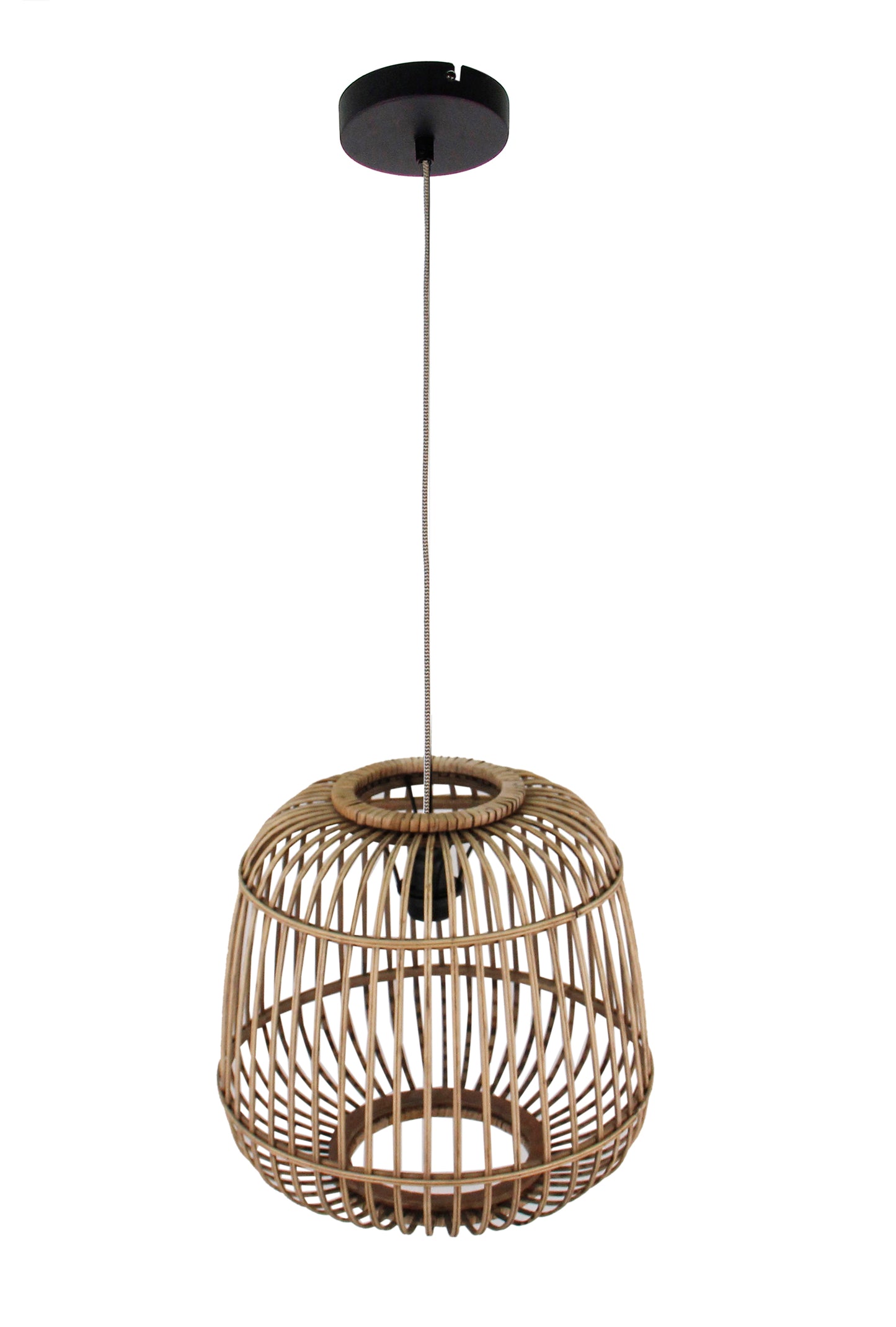 Chericoni Trapeze hanglamp in zwart-bruin bamboe met FSC keurmerk, 1 lichts, modern natuurontwerp voor sfeervolle verlichting.