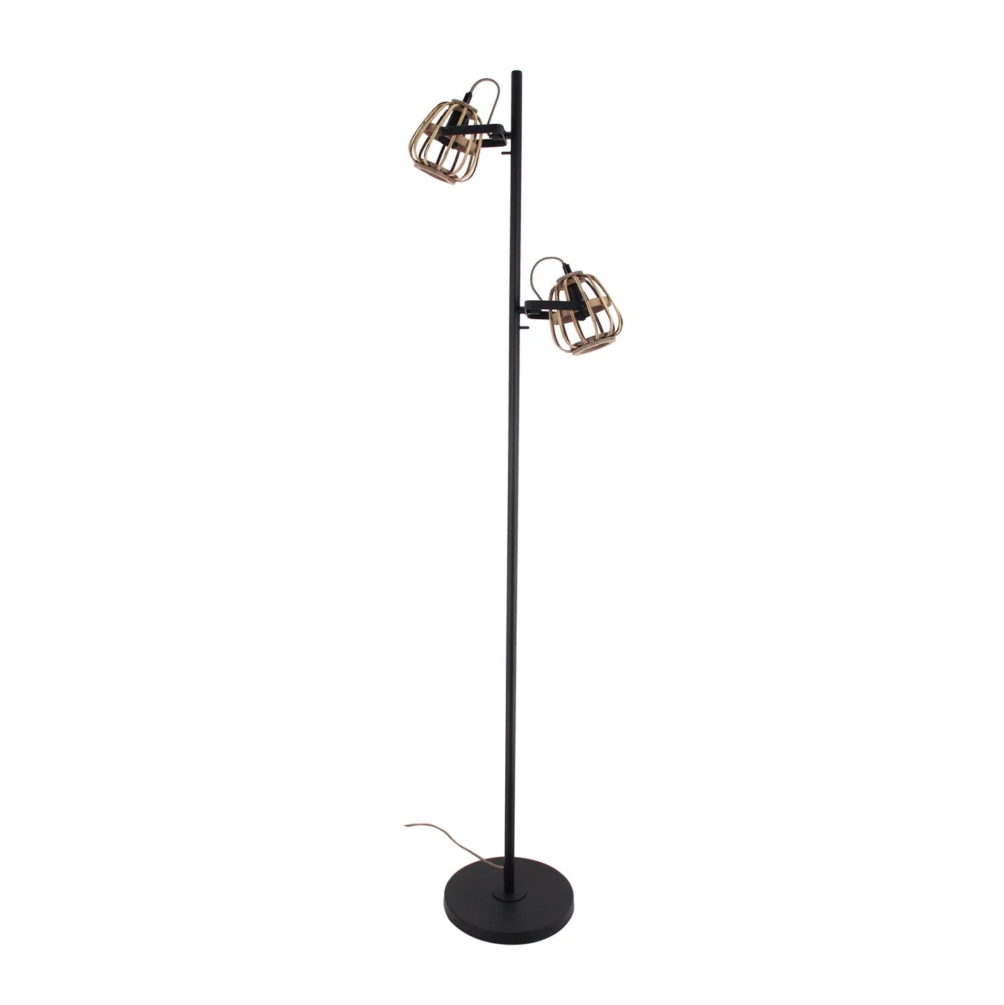 Chericoni Nature Trapeze vloerlamp, 2 lichts, Ø12 cm, E14, van FSC-gecertificeerd bamboe voor een natuurlijke en sfeervolle uitstraling.
