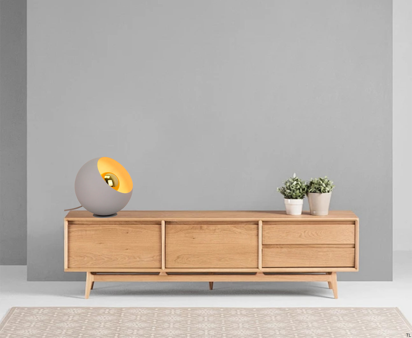 Chericoni Occhio tafellamp, Ø 20 cm, grijs design in ijzer en metaal, ideaal voor moderne en klassieke interieurs.