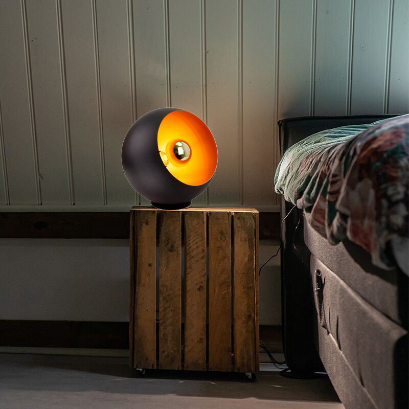 Tafellamp Chericoni Occhio, zwart, Ø20 cm, 1 lichtpunt, ijzer en metaal. Italiaans design voor stijlvolle verlichting.