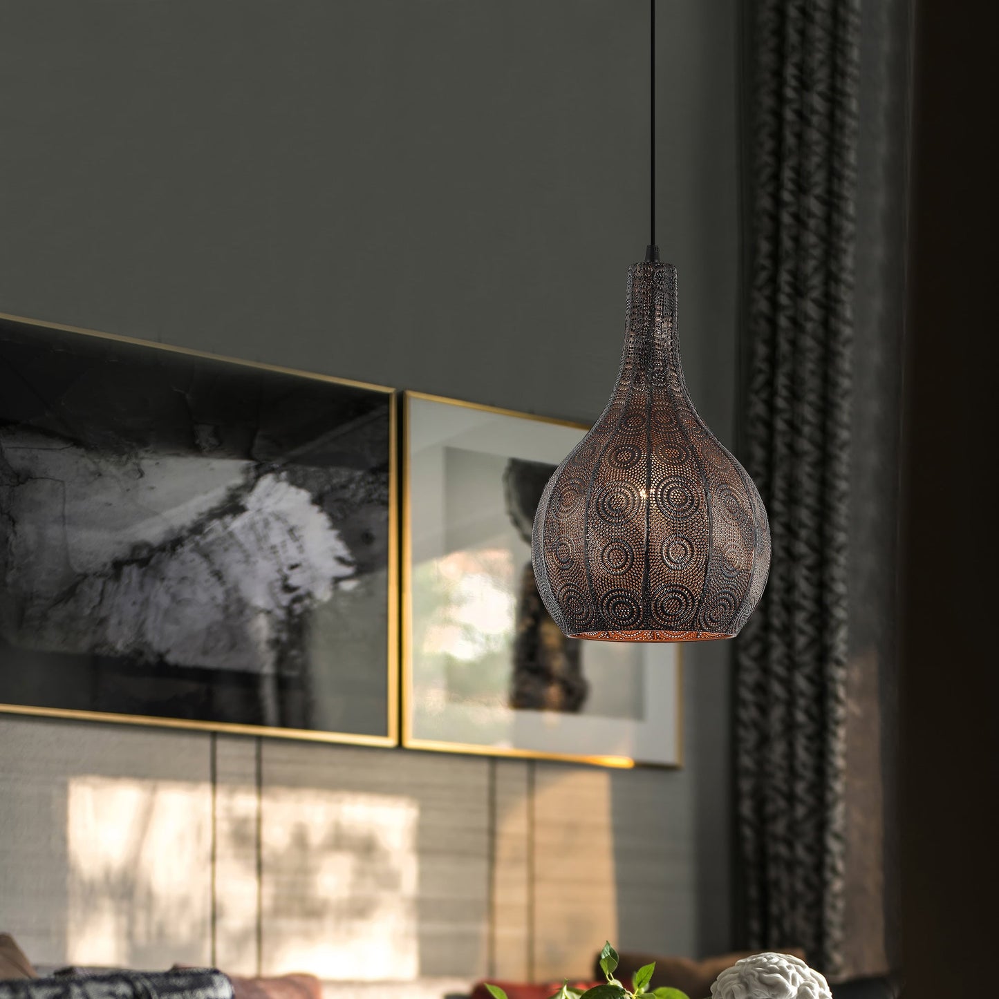 Zwarte Chericoni Rolo hanglamp, Ø25 cm, met E27 fitting, ideaal voor eigentijdse verlichting in je woonkamer of slaapkamer.