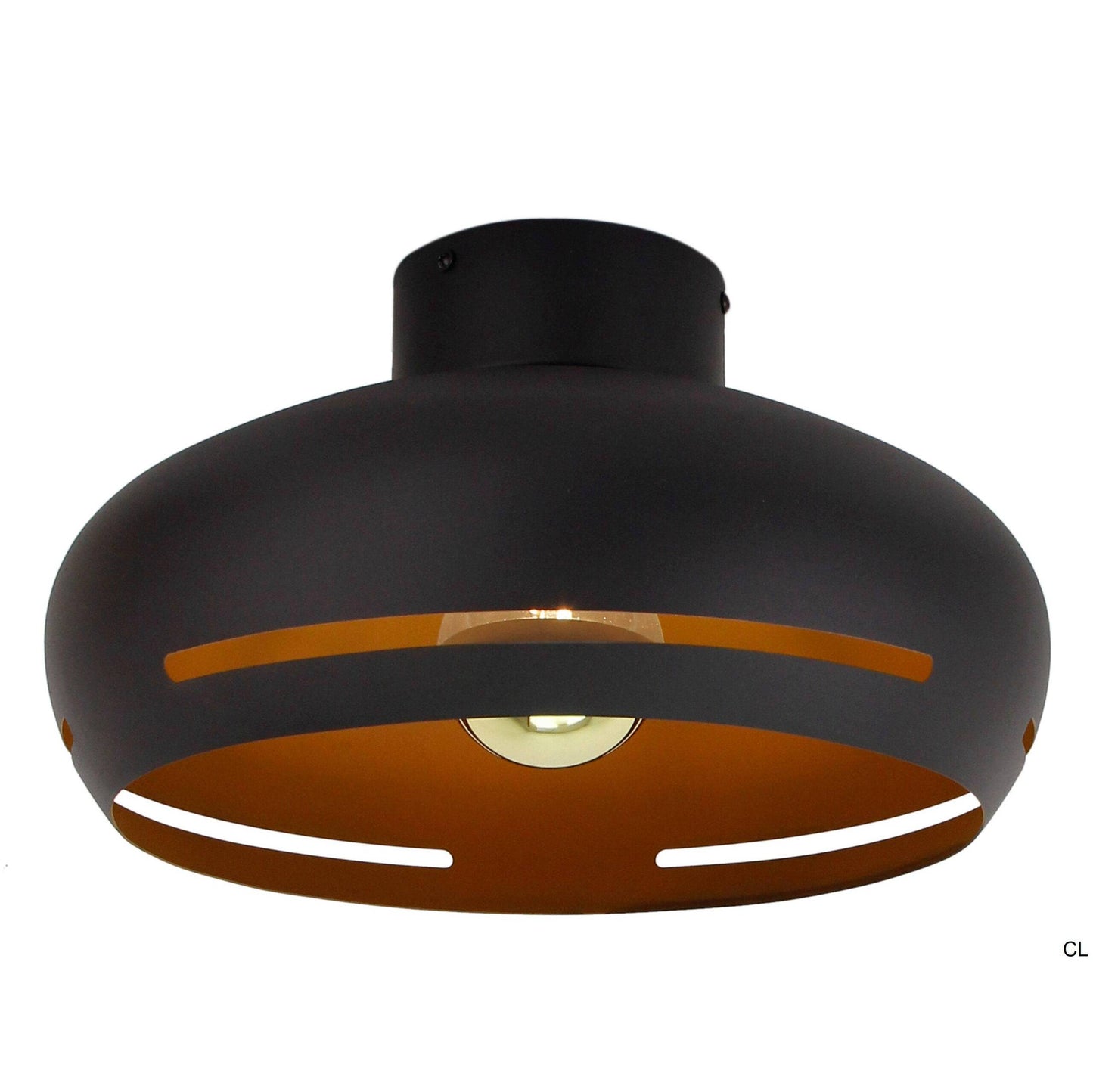 Chericoni Striscia Plafondlamp Ø 35 cm, 1 lichts met E27 fitting, uitgevoerd in een luxe zwart en goud ontwerp.