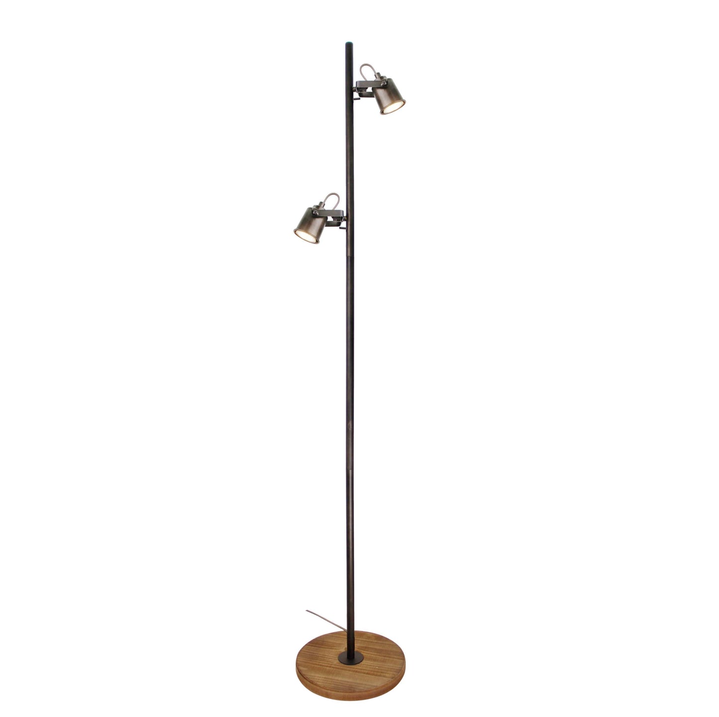De Chericoni Tazza Vloerlamp (2-lichts) in zwart brons met hout is een stijlvolle en flexibele lamp met verstelbare spots. Combineer met de Tazza plafondspots.