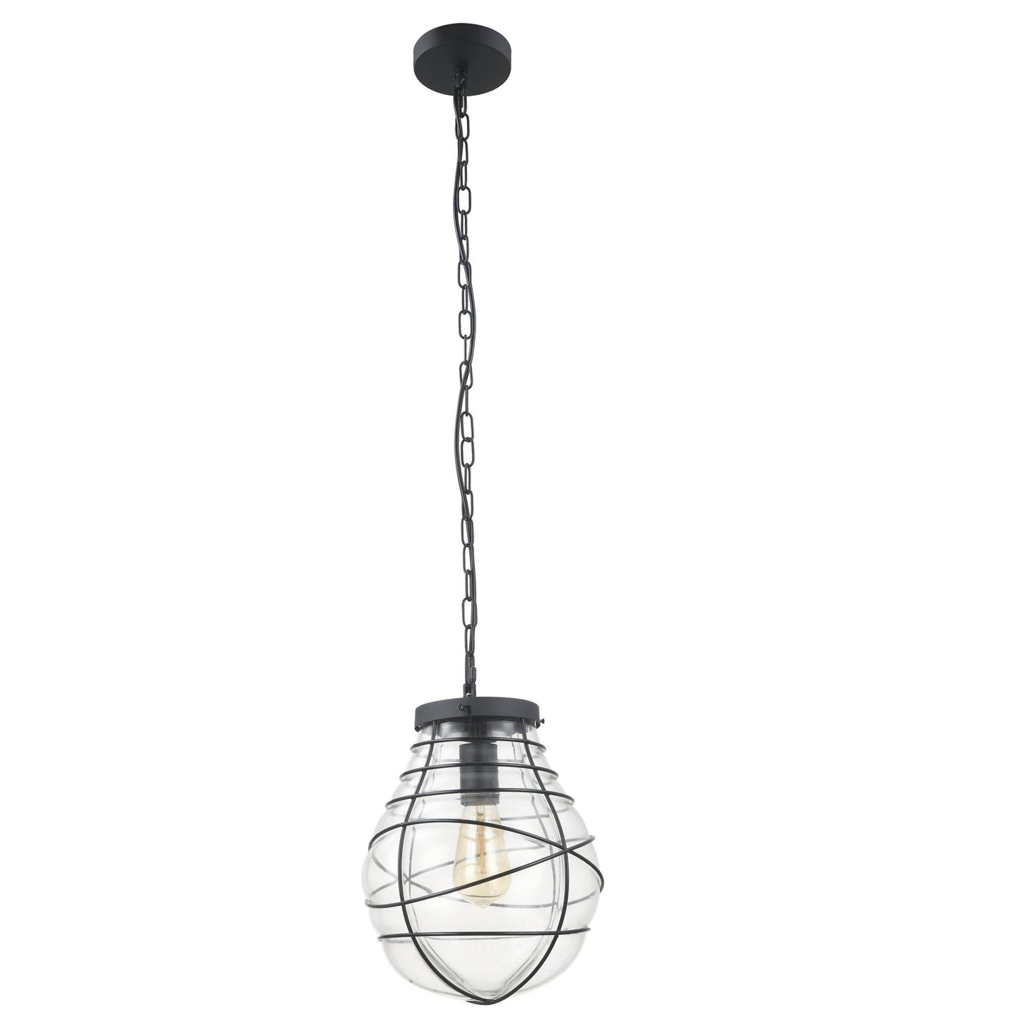 De Chericoni Venezia Uno Hanglamp van zwart metaal met helder glas creëert een bijzonder lichtspel op plafond en muur.