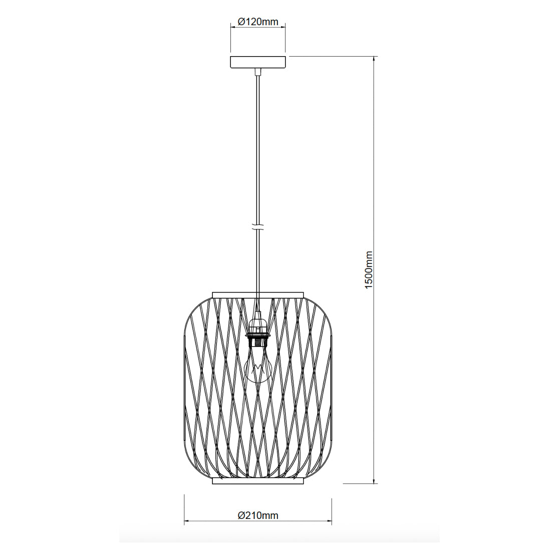 Design hanglamp in natuurlijke materialen – Chericoni Nature Diagonaal – bamboe – Ø21 cm