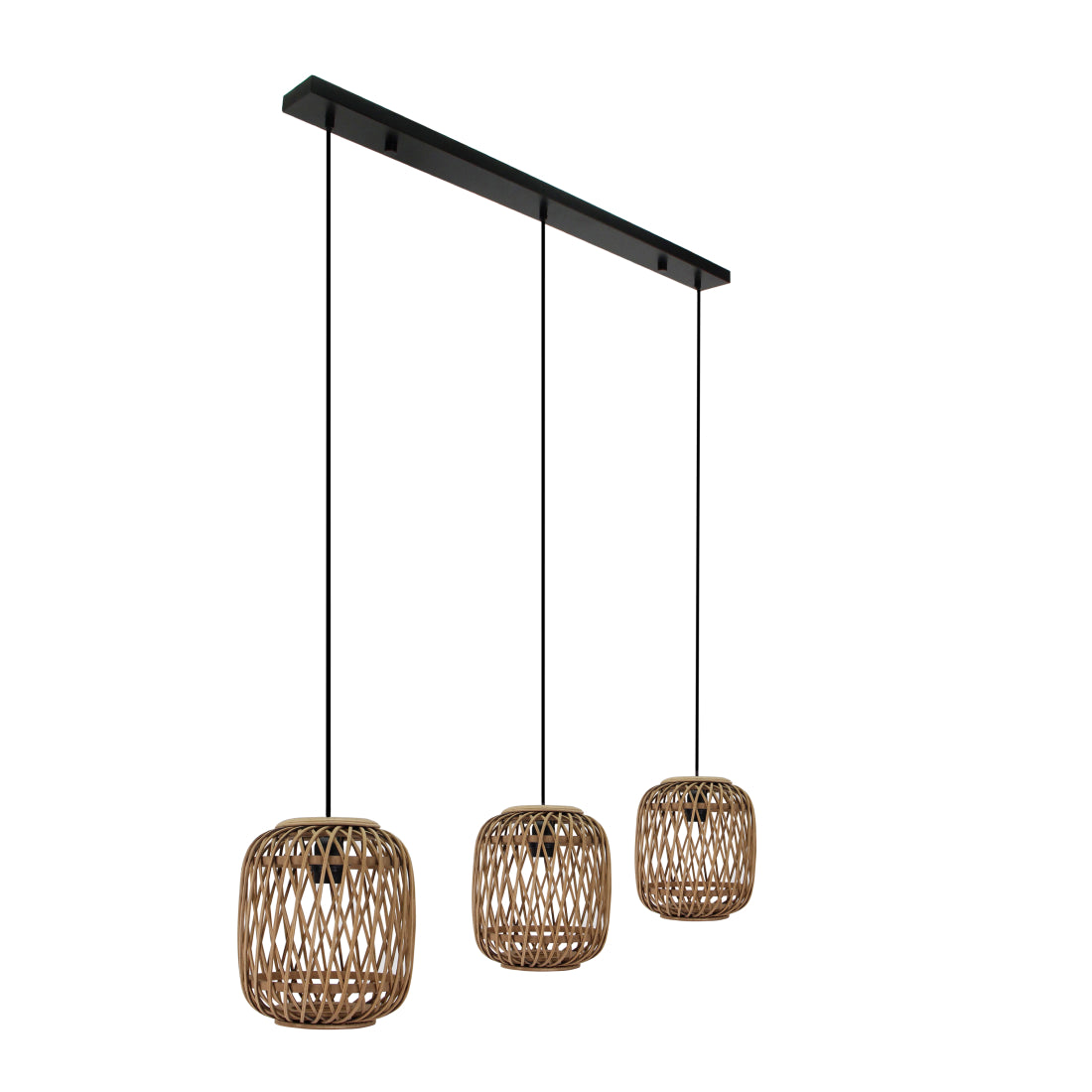 Chericoni Nature Diagonaal – moderne bamboe hanglamp – 3-lamps – 122 cm