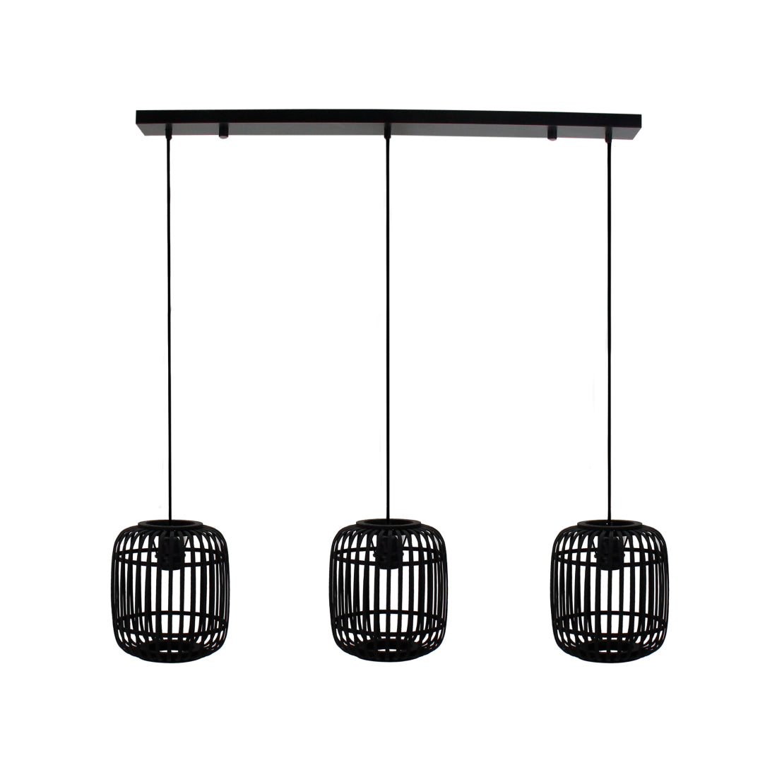 Hanglamp 3-lichts – Various Woven – Ø22 cm – zwart – E27 fitting