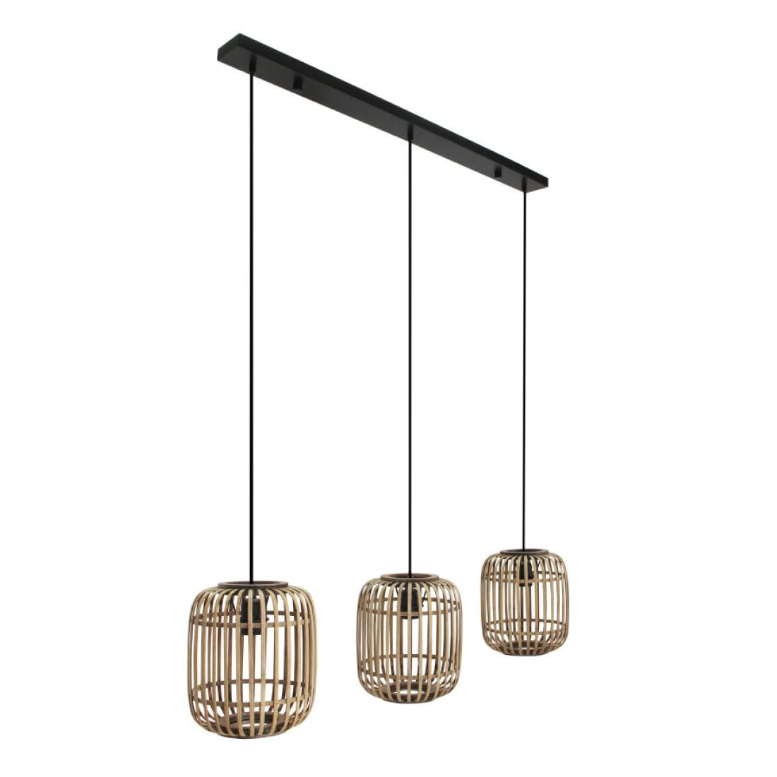 Various Woven – 3-lichts hanglamp Ø22 cm – nature bamboe – E27