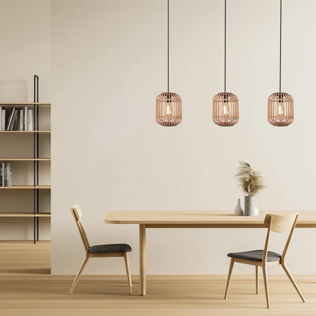 Moderne 3-lichts hanglamp Various Woven – Ø22 cm – E27 – natuurlijke look