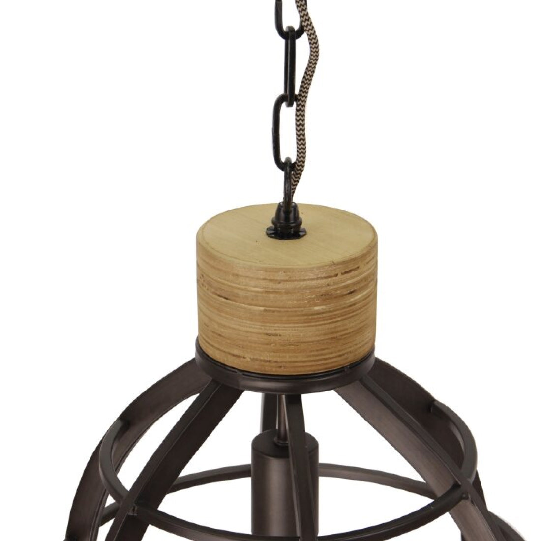 Design hanglamp Ø47,5 cm – Chericoni Aperto – 2 lichts – zwart met houten details