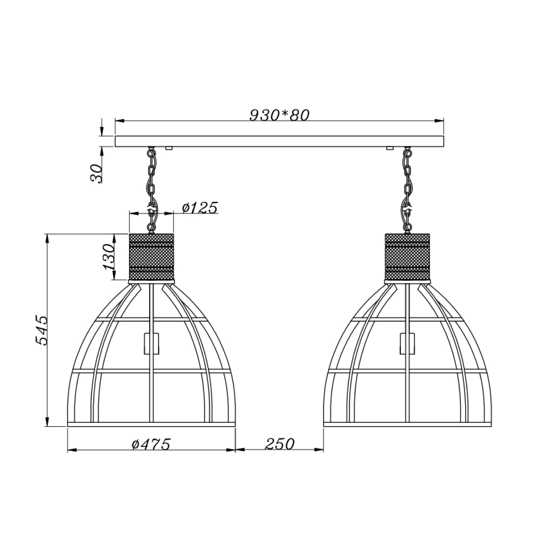 Chericoni Aperto – zwarte hanglamp met hout – Ø47,5 cm – 2 lichts
