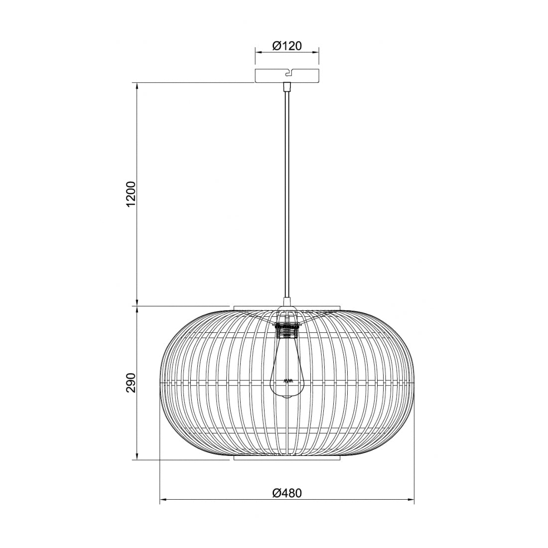 Design hanglamp Ø48 cm – Various Woven – 1 lichts – bamboe – natuur