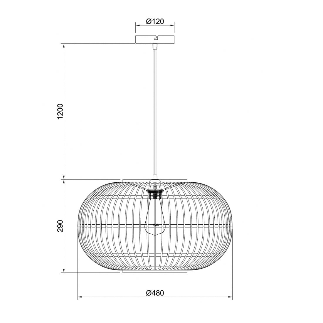 Various Woven – hanglamp Ø48 cm – 1 lichts – zwarte bamboe