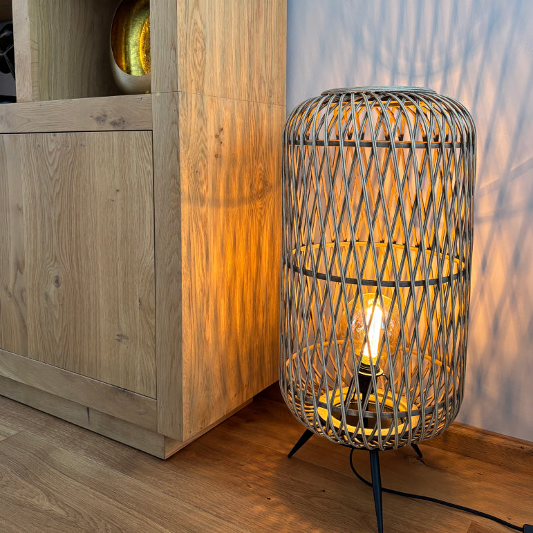 Chericoni Nature Diagonaal Vloerlamp - 1 lichts - Ø35 cm - Bamboe & Zwart