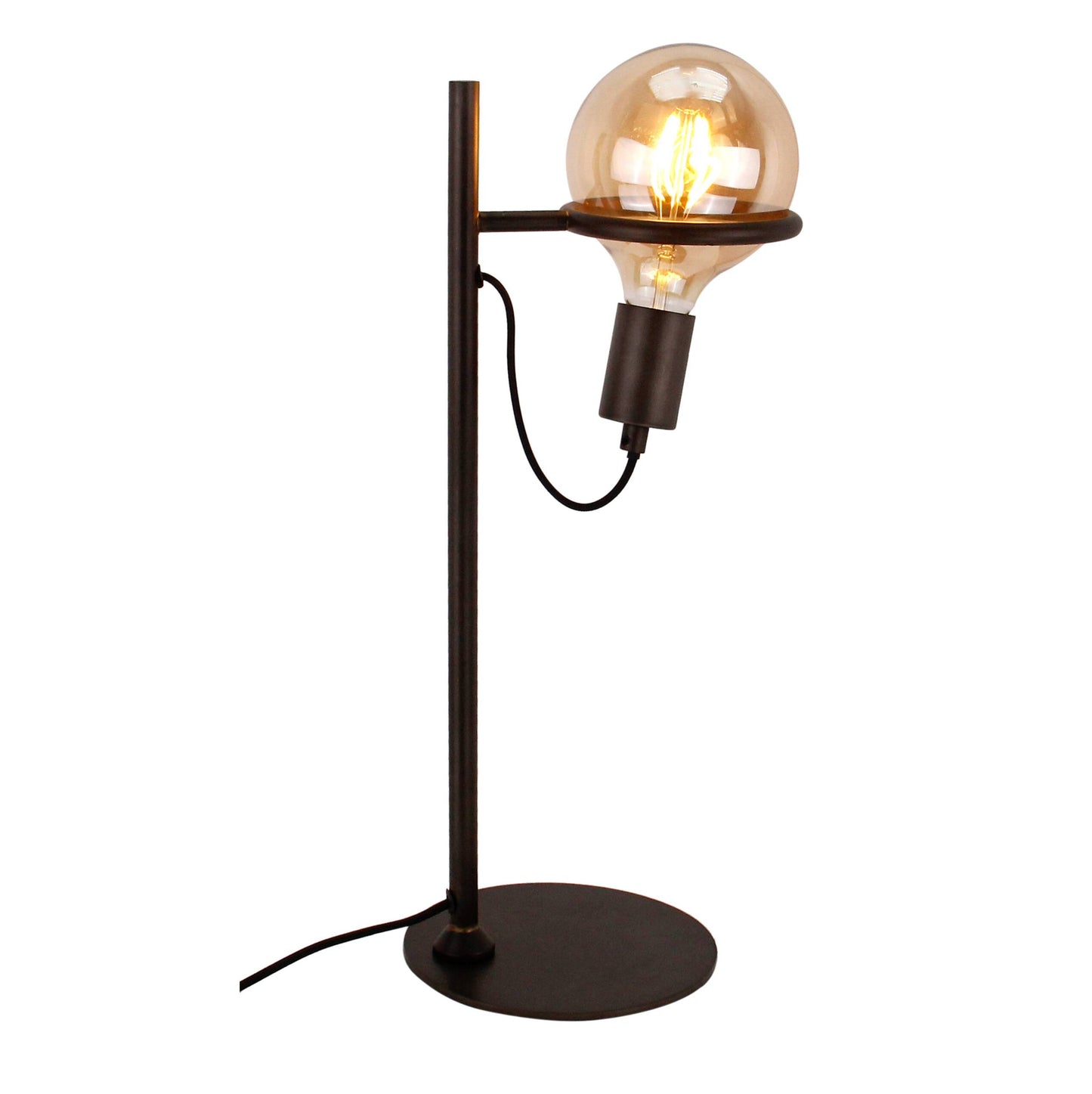 Chericoni Anello tafellamp, 1-lichts, industrieel zwart ontwerp met E27 fitting.