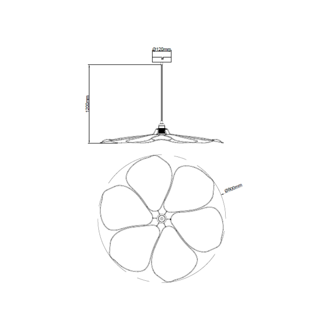 Chericoni Corvo – elegante bladvormige hanglamp – zwart – 1 lichts – E27