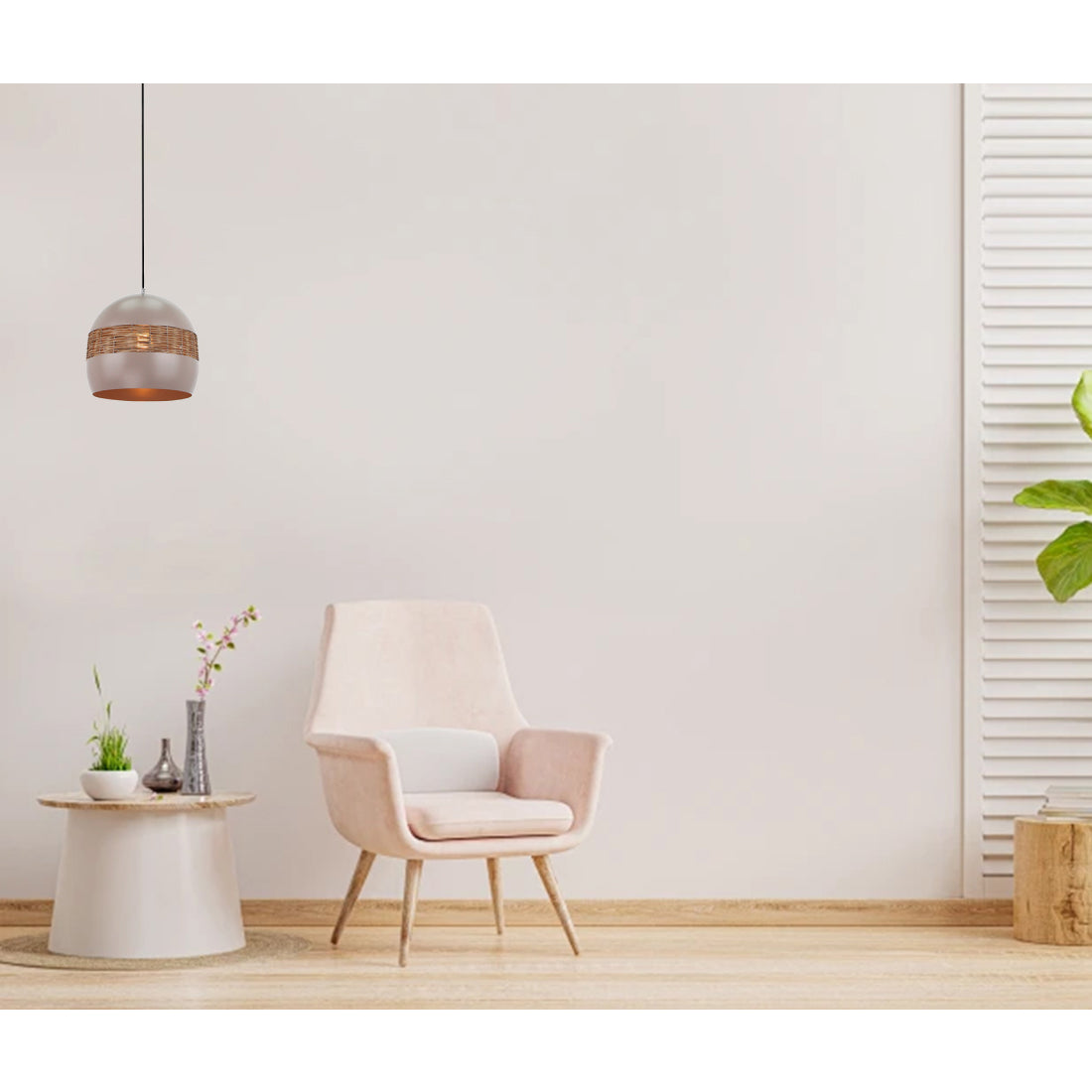 Stijlvolle taupe rattan hanglamp – Various Caserta Ø28 cm met E27 fitting