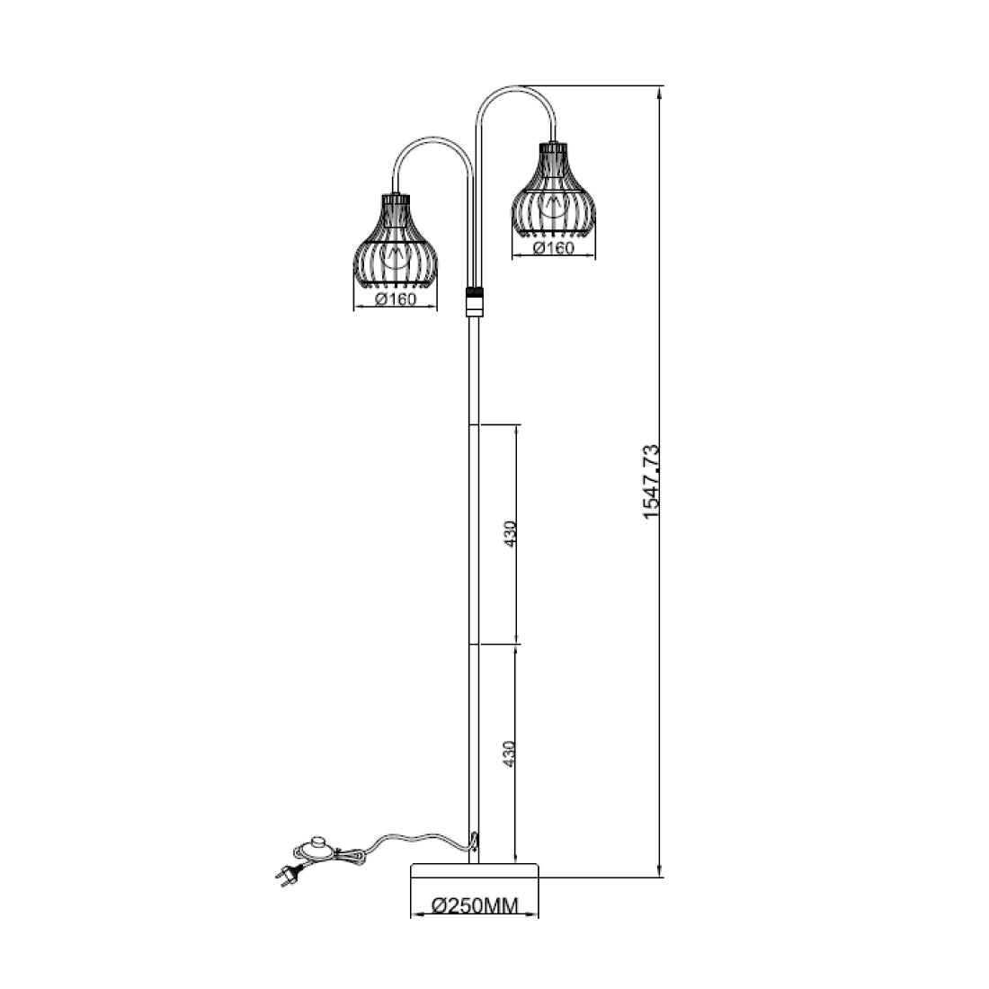 De Various Cipolle vloerlamp in zwart heeft een hoogte van 155 cm. Een moderne, stijlvolle vloerlamp die een eigentijdse uitstraling biedt voor elk interieur.