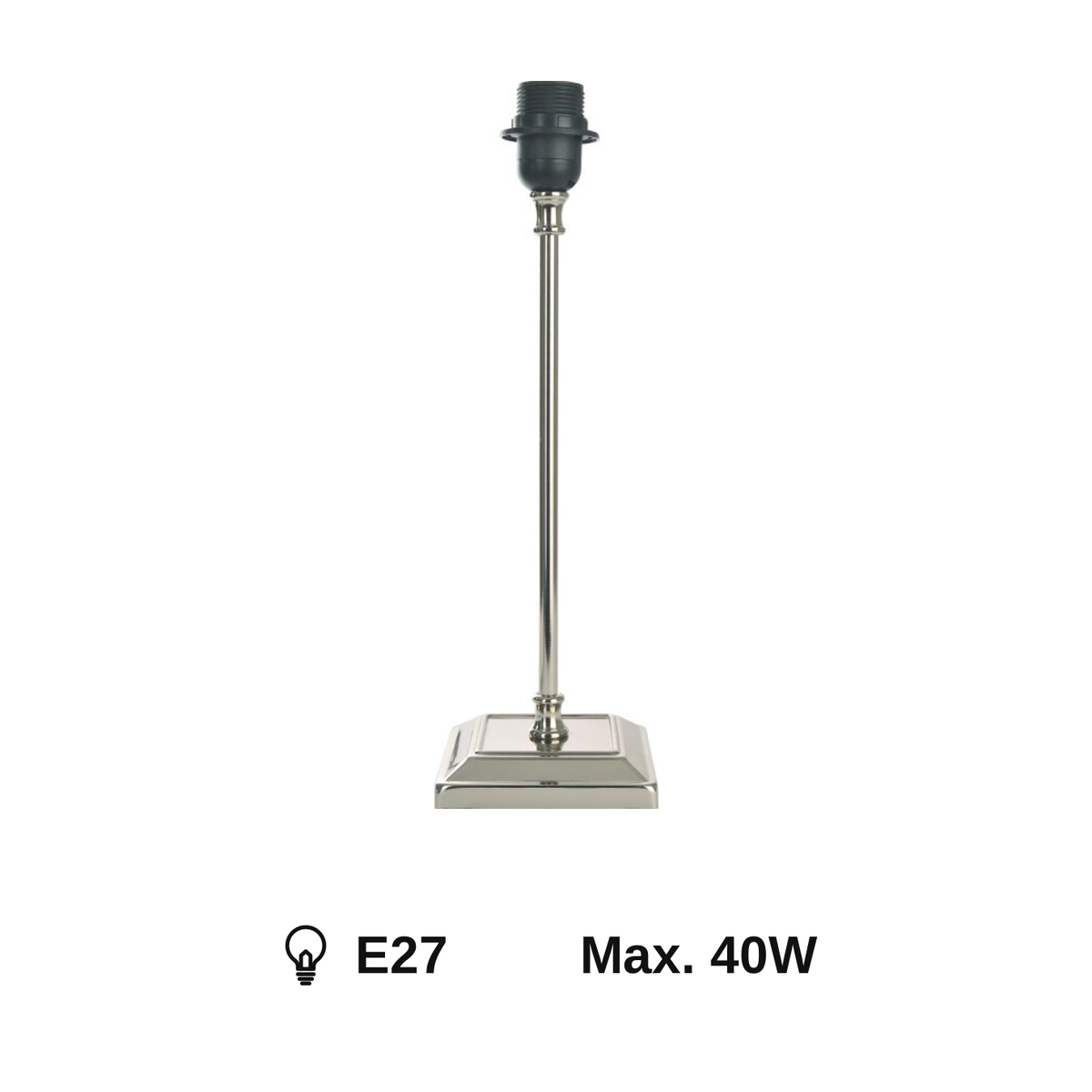 Various Lampenvoet - Zilver - 41 cm - Metaal - E27 met fitting E27, maximaal 40 watt