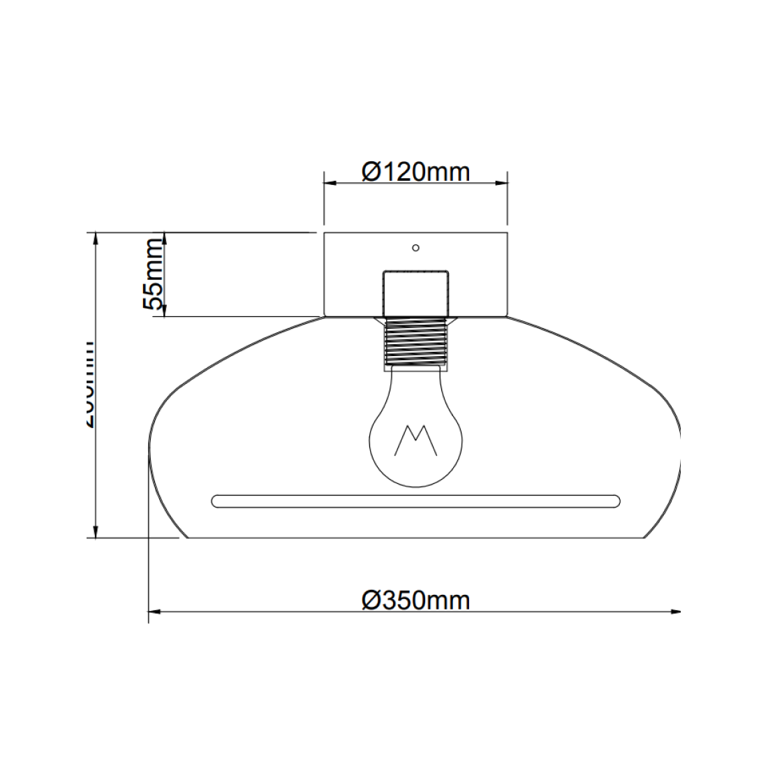 Detail van de zandkleurige Striscia plafondlamp met een modern ontwerp. Perfect voor een warme en uitnodigende sfeer.