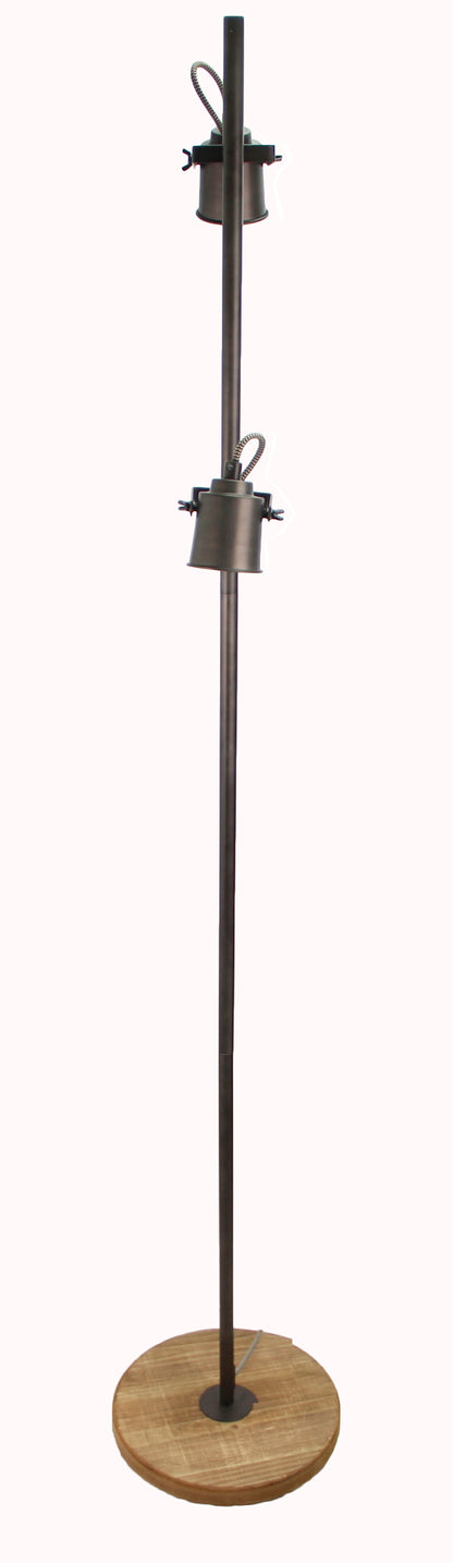 Chericoni Tazza Vloerlamp - 2 Lampen - Zwart Black Steel met Vintage Hout