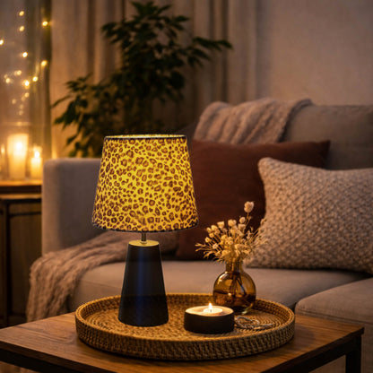 Various Leo Tafellamp - 1 lichts - Ø20 cm - Leopard - Fluweel