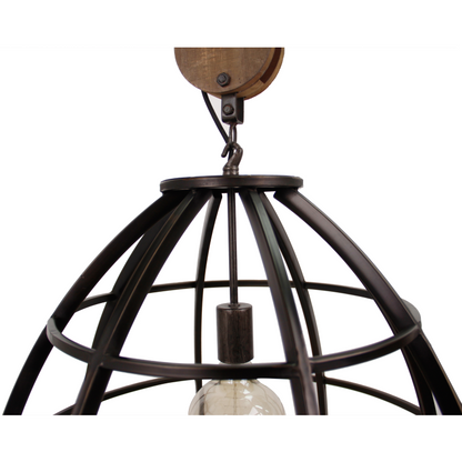Moderne Chericoni Aperto hanglamp, zwart met houten accenten, Ø60 cm, 1 lichts, E27 fitting.