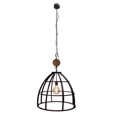 Chericoni Aperto hanglamp, Ø60 cm, zwart met hout, 1 lichts, E27 fitting, voor een stijlvol interieur.