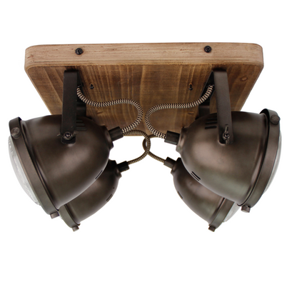 Chericoni Bella Ceiling spot - 4 lights - Ø13 cm - GU10 - Black steel with vintage wood