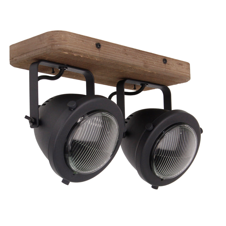 Chericoni Bella Plafondlamp - 2-lichts - Ø12 cm - Zwart - Hout, Metaal, IJzer