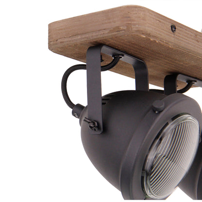 Chericoni Bella Plafondlamp - 2-lichts - Ø12 cm - Zwart - Hout, Metaal, IJzer