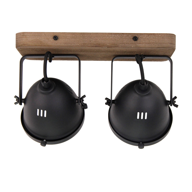 Chericoni Bella Plafondlamp - 2-lichts - Ø12 cm - Zwart - Hout, Metaal, IJzer